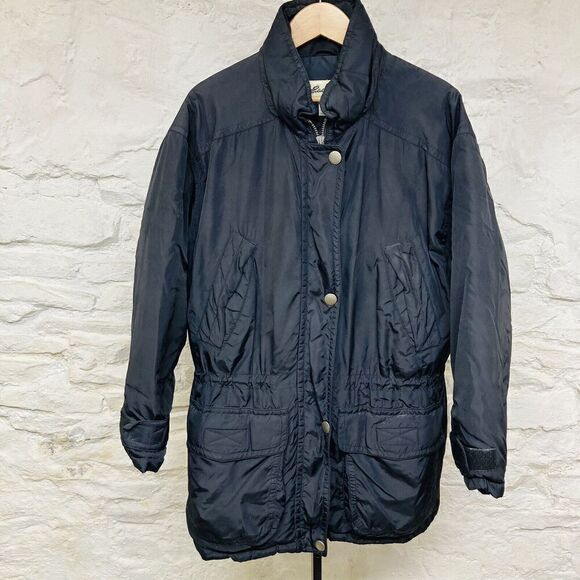Eddie Bauer Women's Goose Down Coat Jacket Black Puffer Zip Front Size Small - Picture 1 of 7
